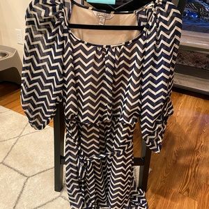 Chevron stripped dress with tie around waist